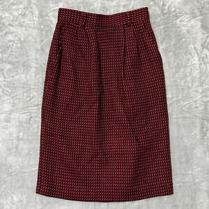 Evan-Picone Vtg Wool Geometric Plaid Midi Skirt Size 6 Union Made in USA